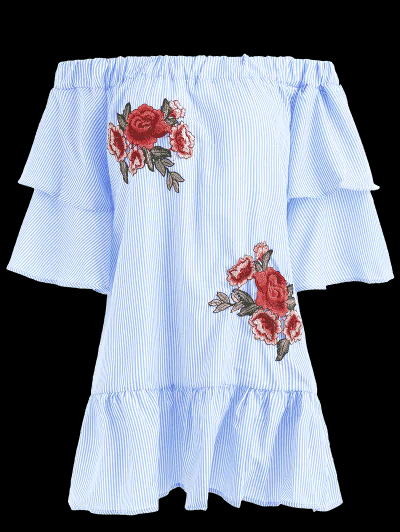 Applique Striped Drop Waist Dress - Image 4