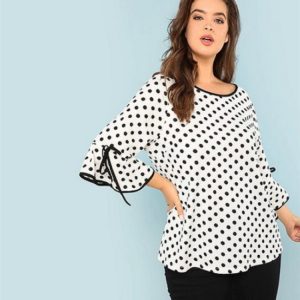 black and white polka dot shirt plus size