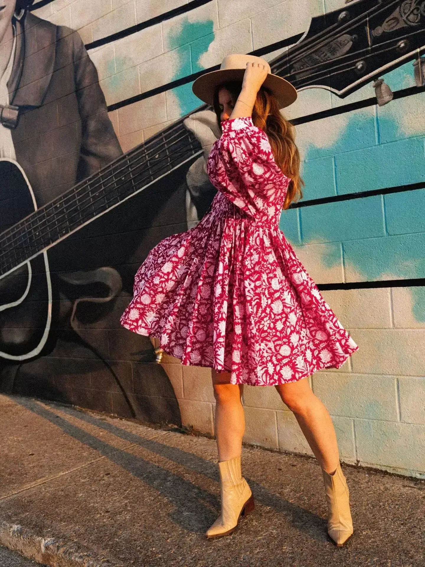 Bohemian Retro Loose Fit Printed Frock Middle Sleeve Floral Casual Mini Elegant - Image 7