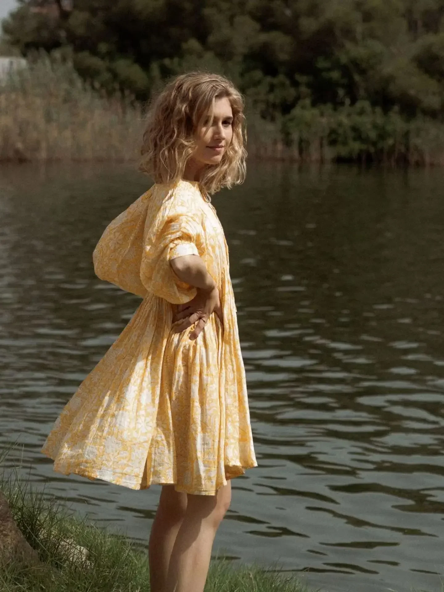 Bohemian Retro Loose Fit Printed Frock Middle Sleeve Floral Casual Mini Elegant - Image 4