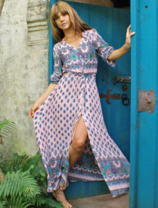 Boho Maxi Dress Print Split Long Sleeve V Neck Summer Dress for Women ...
