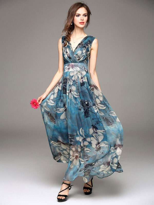 blue floral summer dress