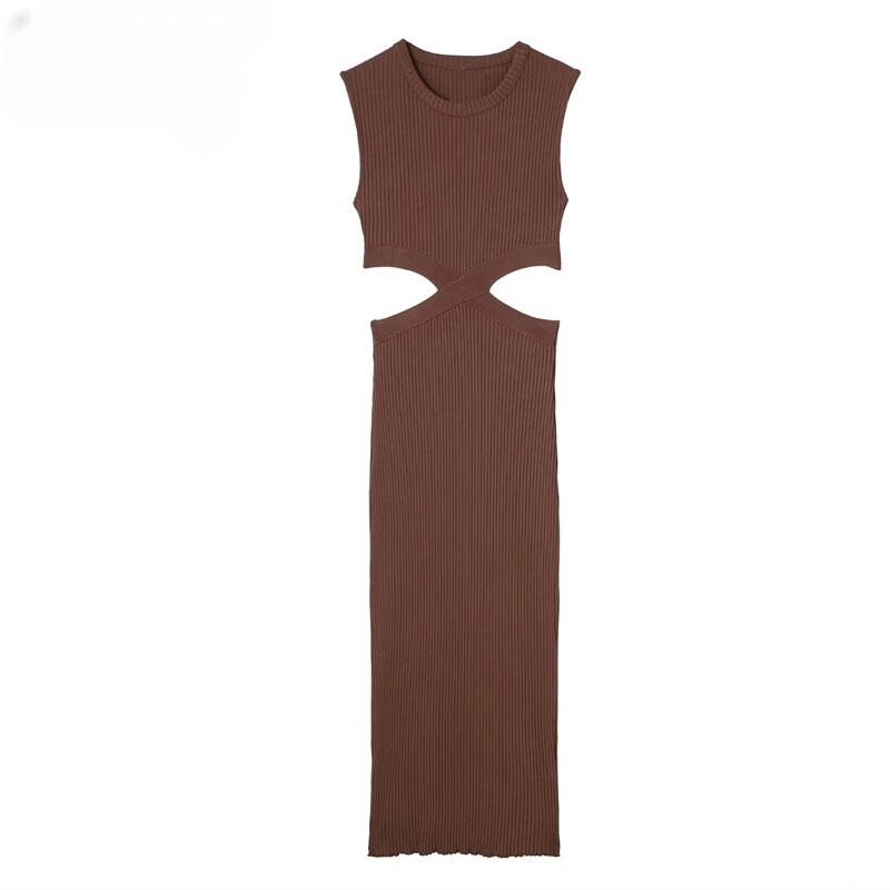 Cut Out Bodycon Long Dress Women Sexy Midi Party Dresses Sleeveless Summer Dress - Image 3