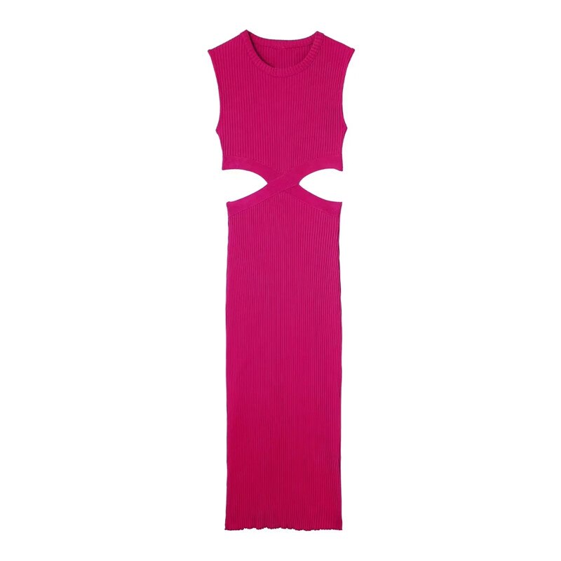 Cut Out Bodycon Long Dress Women Sexy Midi Party Dresses Sleeveless Summer Dress - Image 4