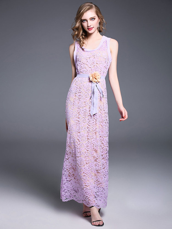 lilac lace maxi dress