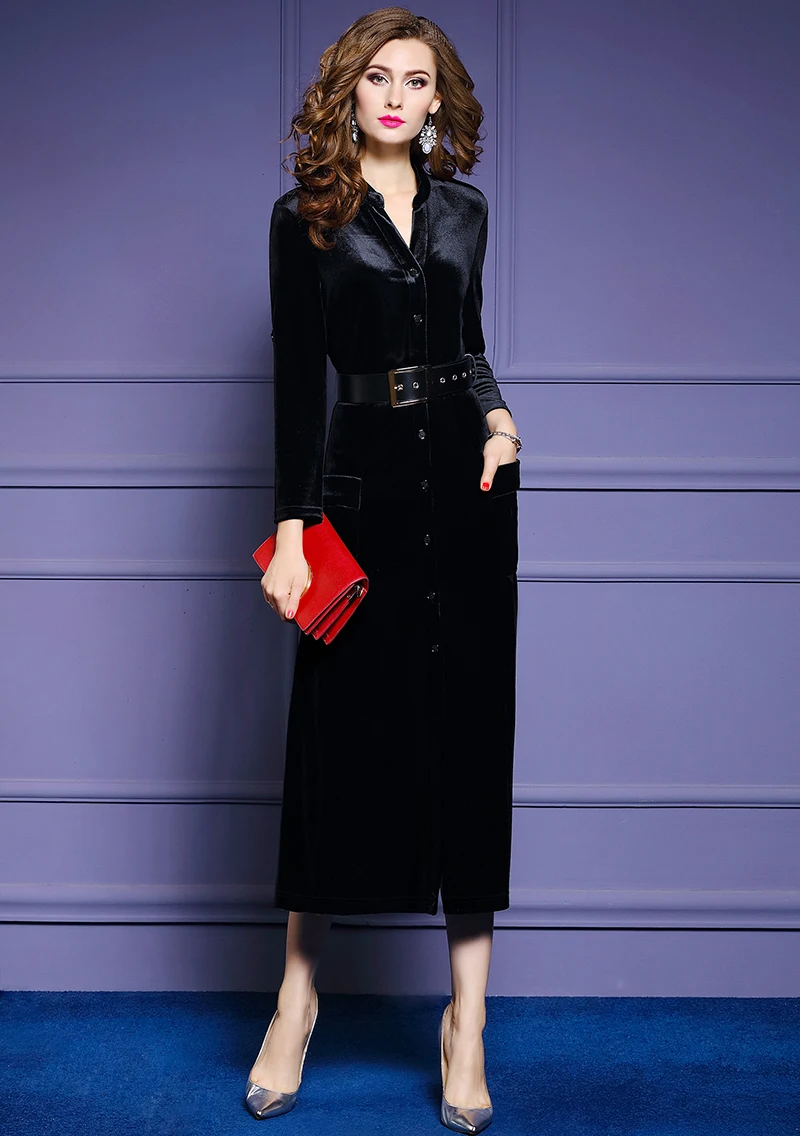 Elegant Velvet Festa High Quality Femme Fashion Designer Dress Vestidos - Image 2