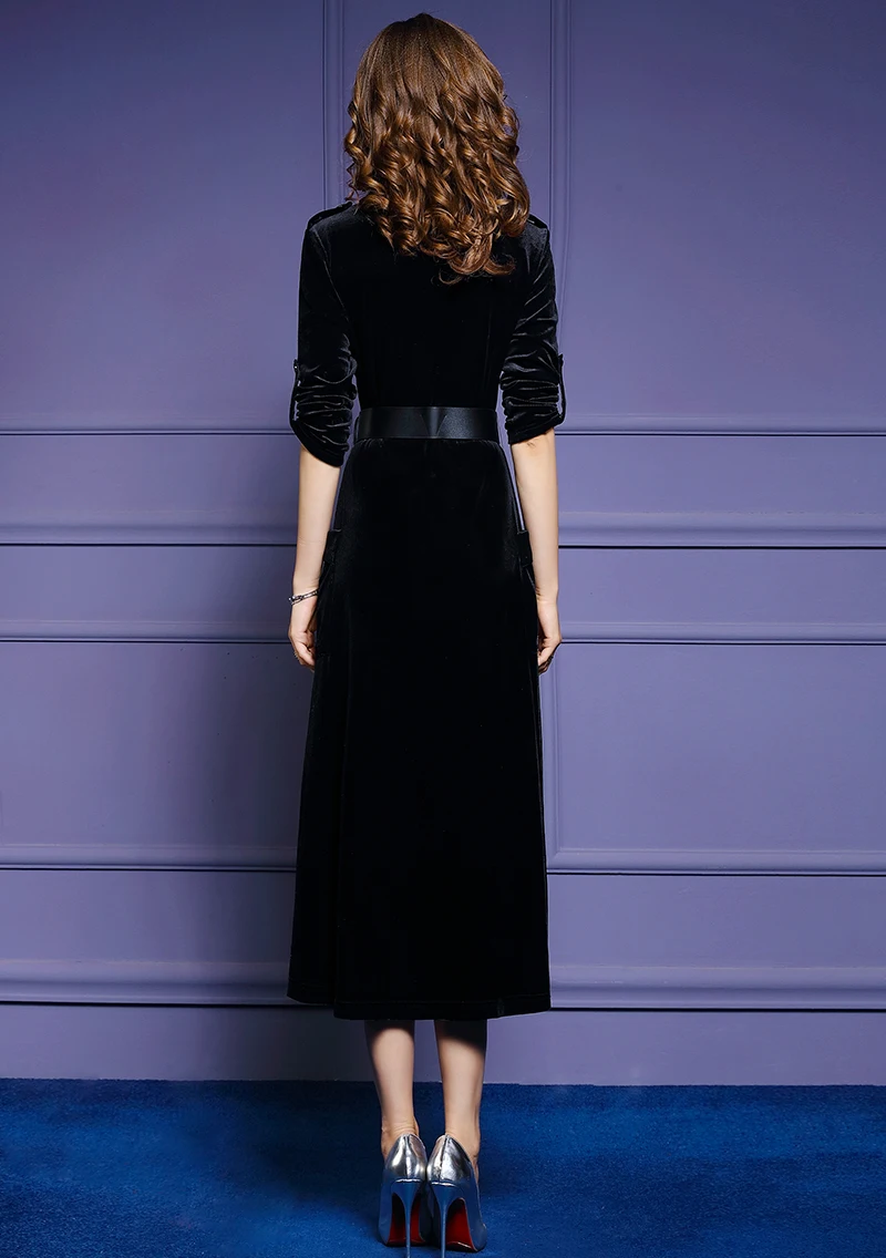 Elegant Velvet Festa High Quality Femme Fashion Designer Dress Vestidos - Image 5