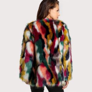 Elegant Colorful Fashion Long Sleeve Collarless Casual Faux Fur Coat