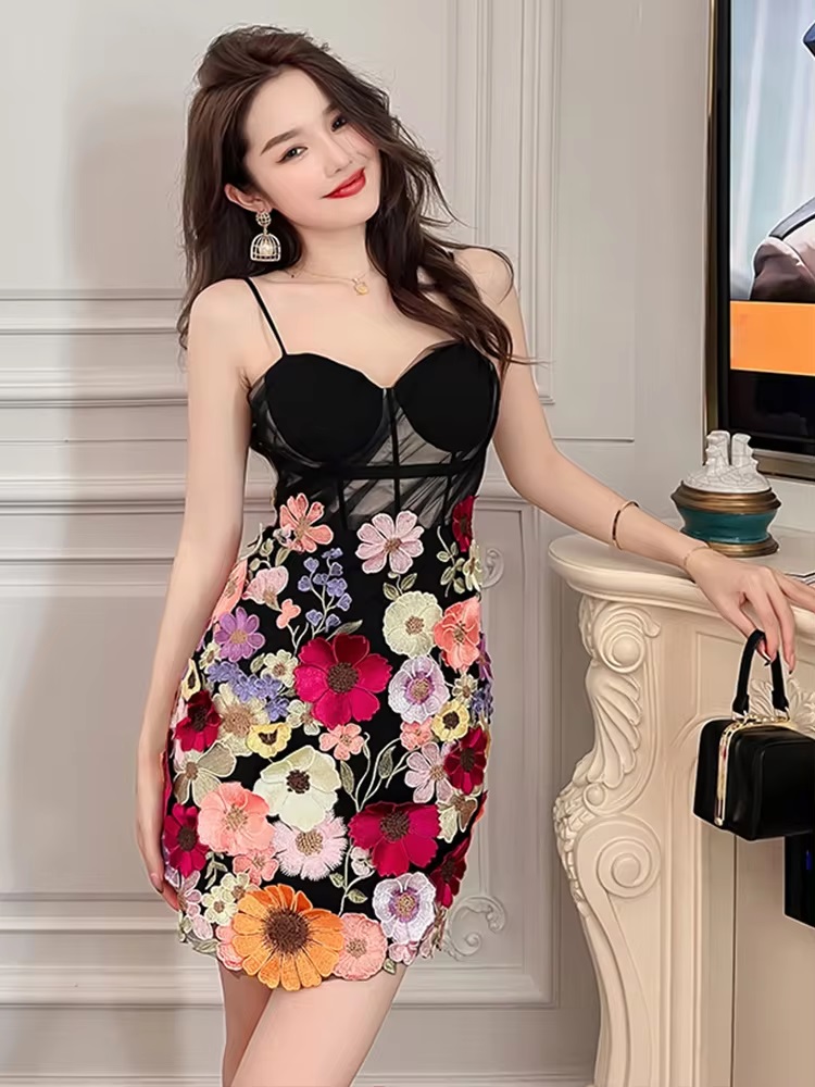 Lace Fashion Evening Chic Strap Backless Party Club Mini dress