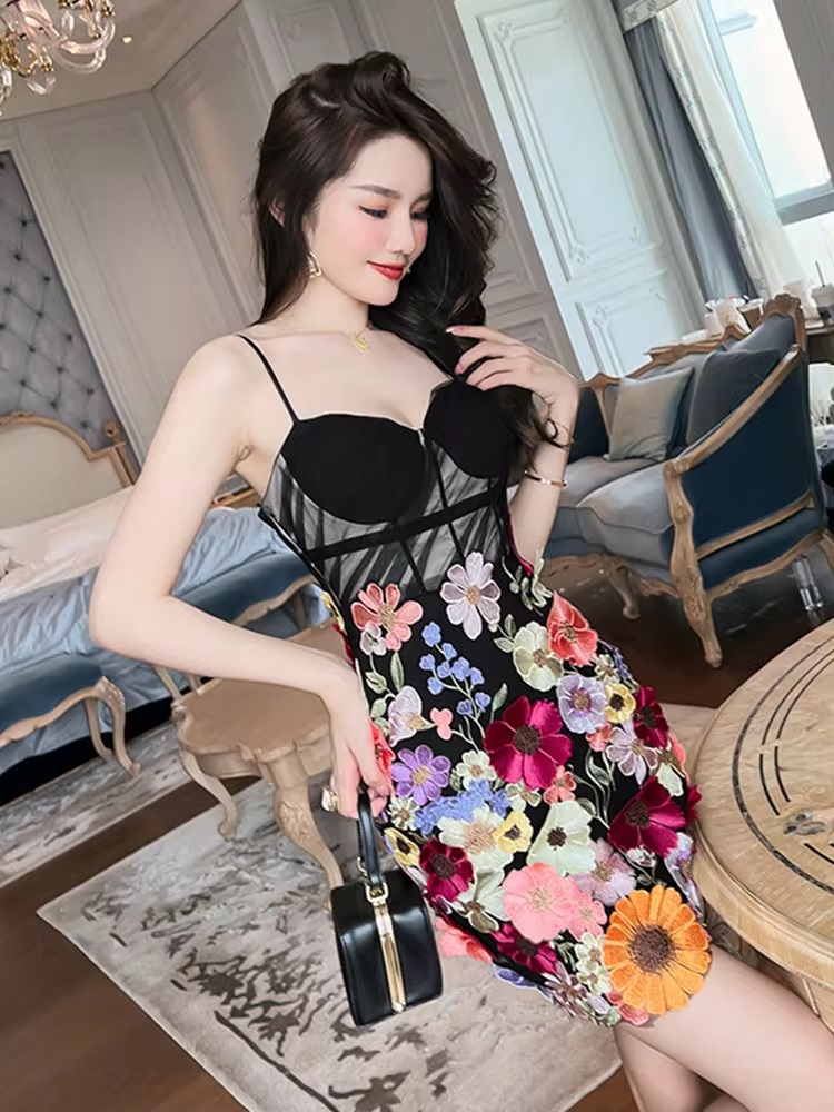 Lace Fashion Evening Chic Strap Backless Party Club Mini dress - Image 2