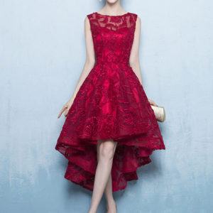 Elegant Lace Zipper Cocktail Party Prom Midi Dress