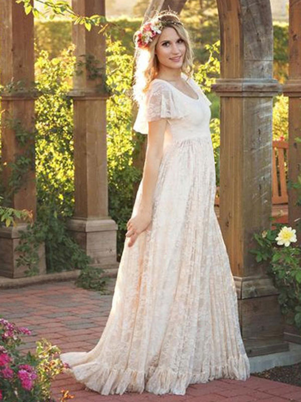 lace short sleeve maxi dress