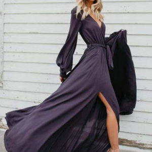 long sleeve purple maxi dress