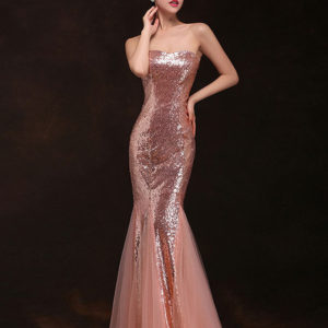 Mermaid Prom Dresses Long Sequin Evening Dress Strapless Formal Gowns
