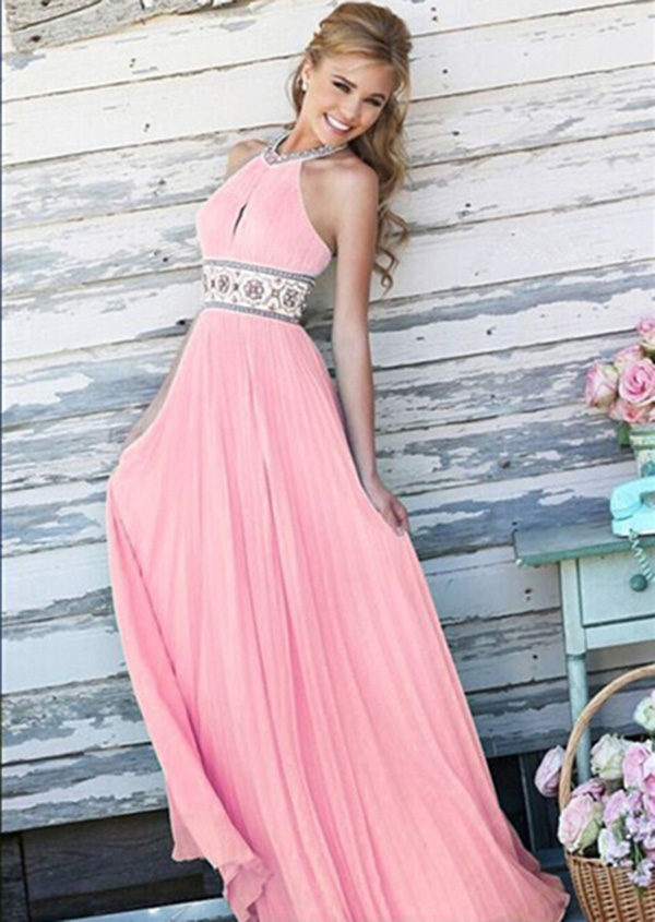 pink beaded maxi dress