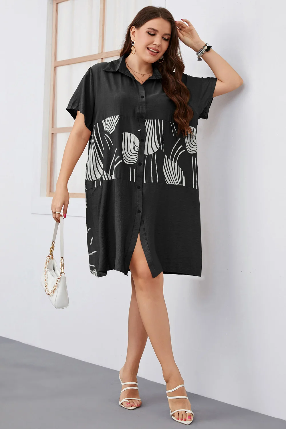 Plus Size Single Breasted Short Sleeve Loose Casual - Image 5