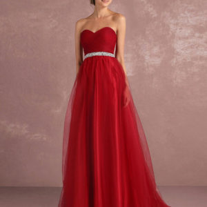 Red Prom Dresses Long Strapless Backless Tulle Evening Dress Sweetheart Sleeveless Rhinestones Sash A Line Party Dress With Train