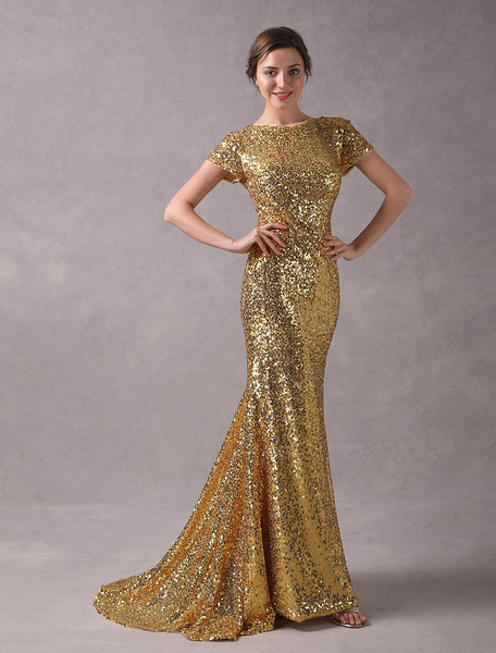Evening Dresses Light Gold Mermaid ...