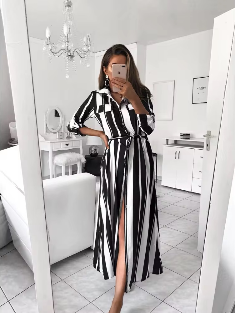 Strip Long Beach Back Ties Strap Slit Dress