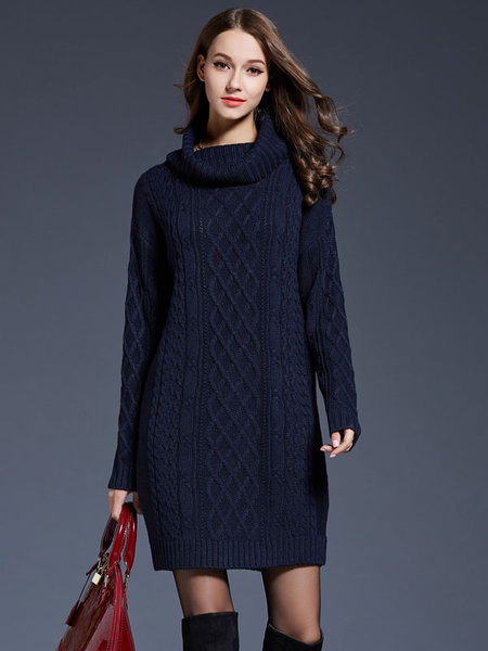 womens navy sweater dress