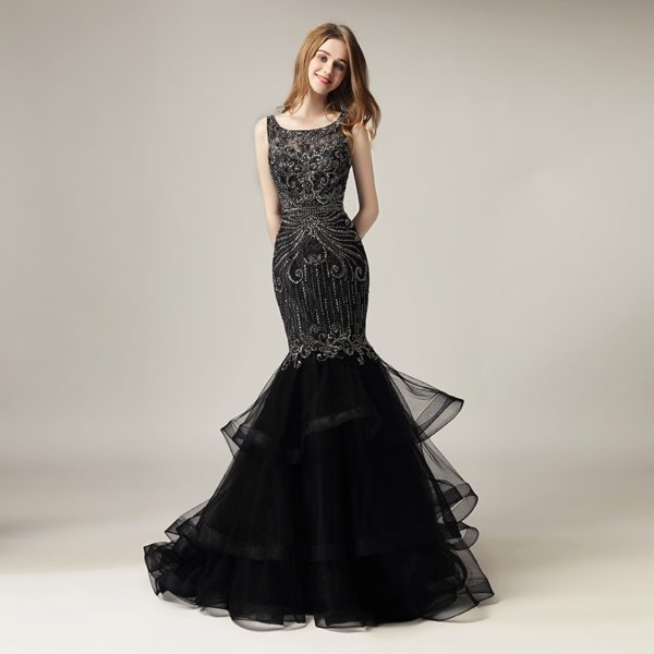 Luxury Beading Crystal Tulle Formal Gala Party Gowns - TD Mercado