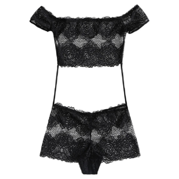 Valentine Off The Shoulder Lace Cutout Teddy - TD Mercado