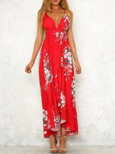 Women Sexy V Neck Boho Backless Maxi Dress – TD Mercado