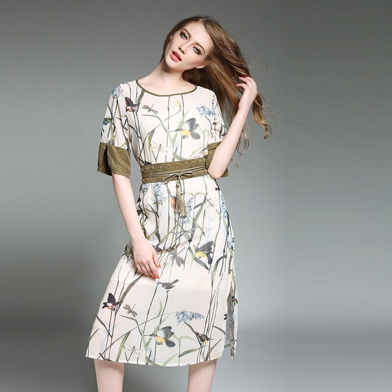 Women Bohemian Chiffon Print Dress - Image 5