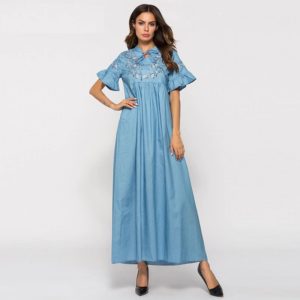 Embroidery Casual Floor-Length Dress
