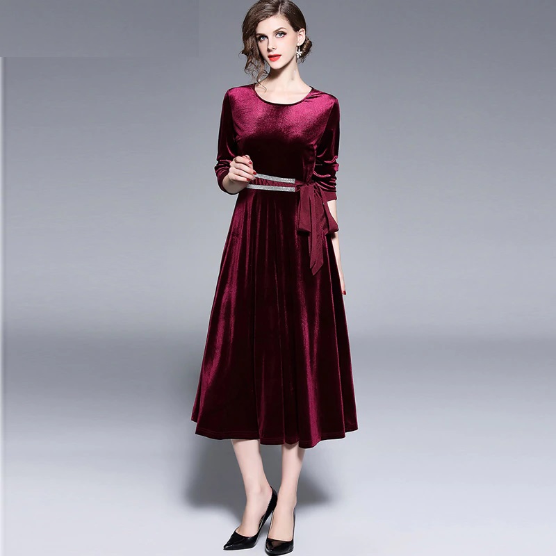 Velvet Elegant Evening Party Dress - Image 2