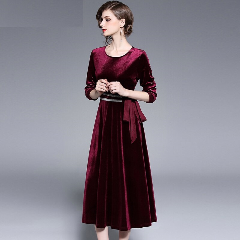 Velvet Elegant Evening Party Dress - Image 6