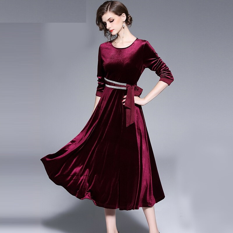 Velvet Elegant Evening Party Dress - Image 5