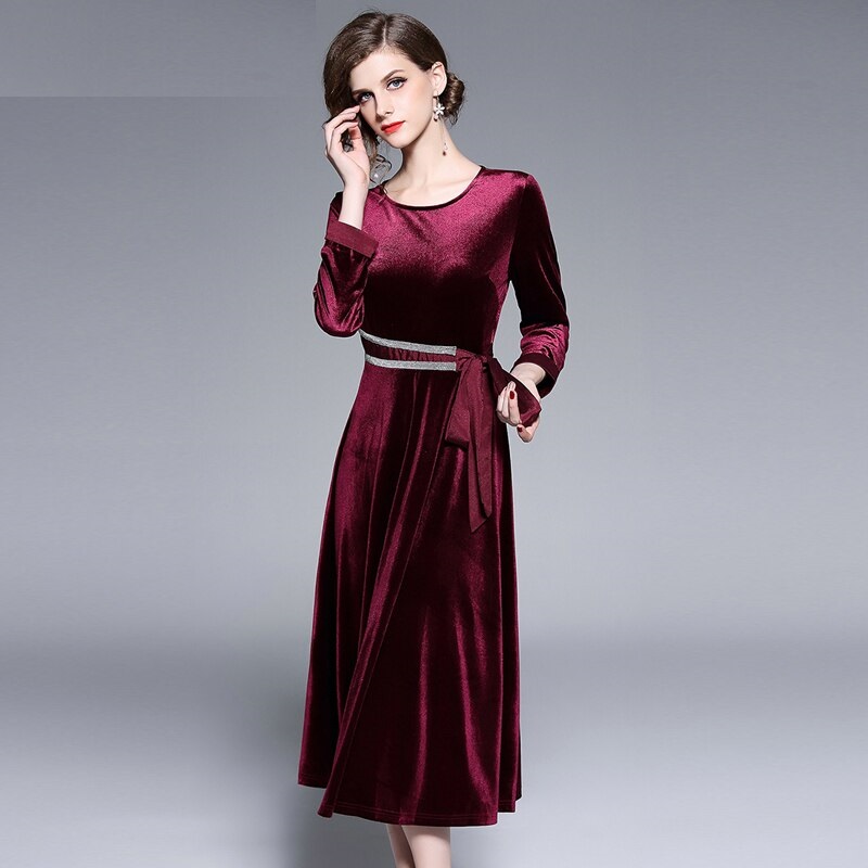 Velvet Elegant Evening Party Dress - Image 4
