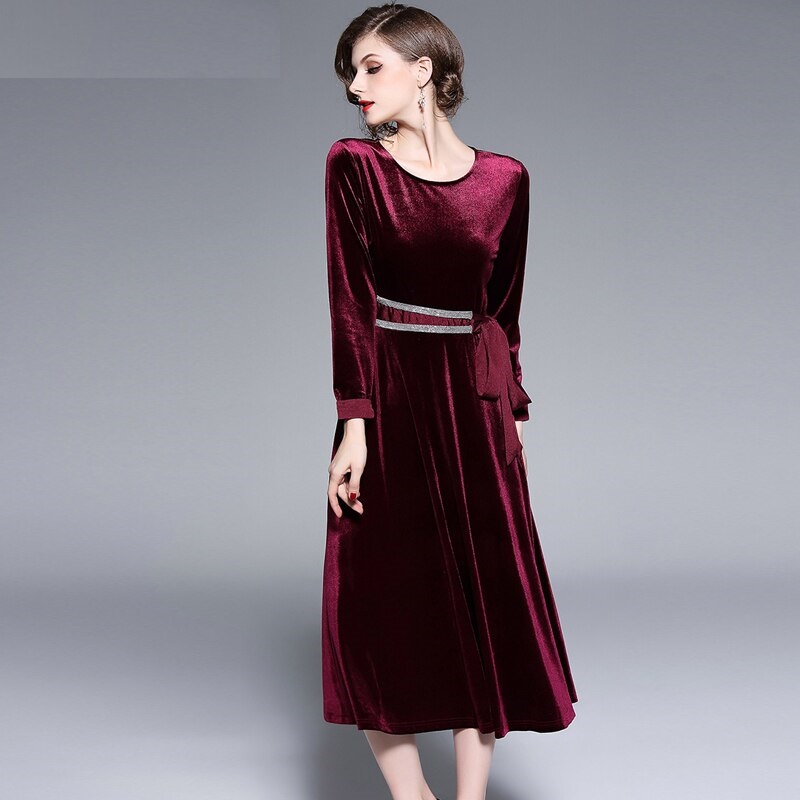 Velvet Elegant Evening Party Dress - Image 3