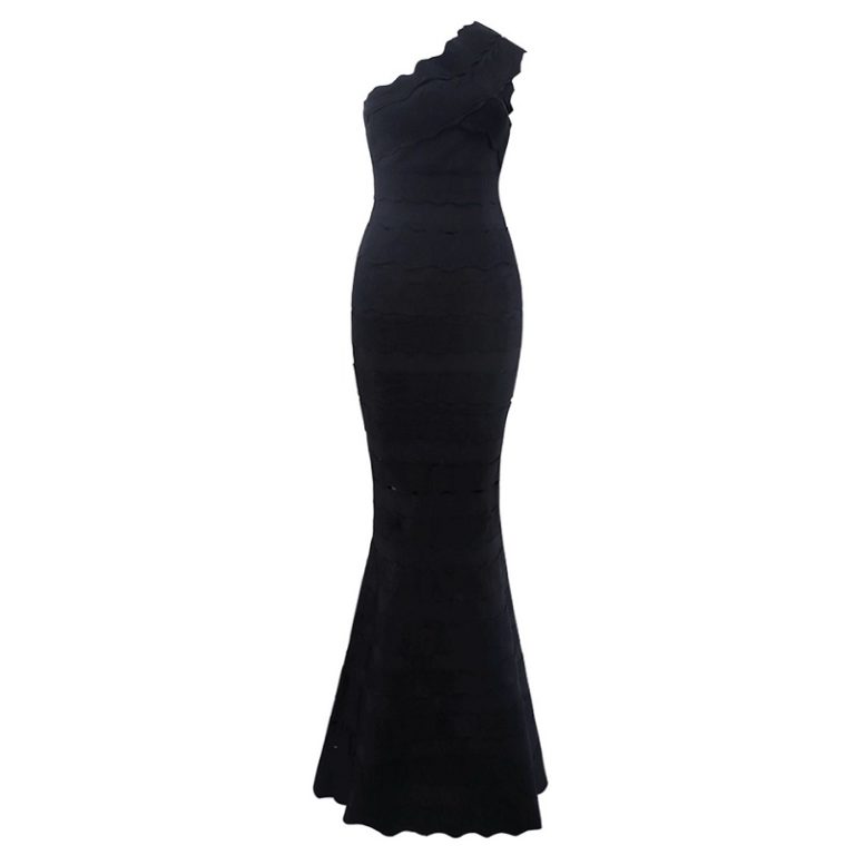 Hollow Out Sexy One Shoulder Celebrity Maxi Dress - TD Mercado