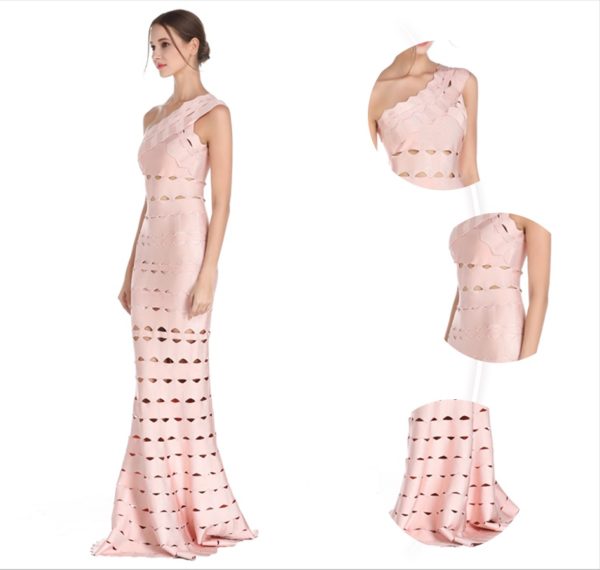 Hollow Out Sexy One Shoulder Celebrity Maxi Dress - TD Mercado