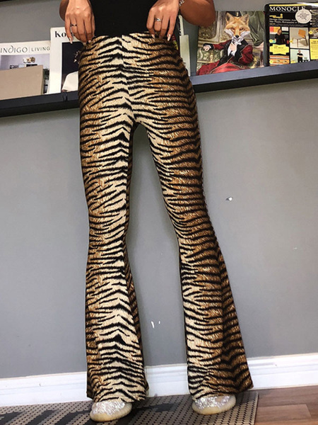 Flared Leg Pants Tiger Print Bell Bottom Trousers - TD Mercado