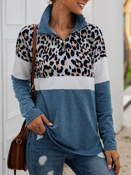 half zip leopard pullover