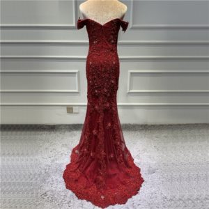 Off Shoulder Lace Beaded Mermaid Formal Evening Prom Gown - TD Mercado