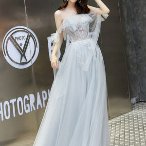 Princess Silhouette Jewel Neck Lace Half Sleeves Ruffles Wedding Prom Dresses
