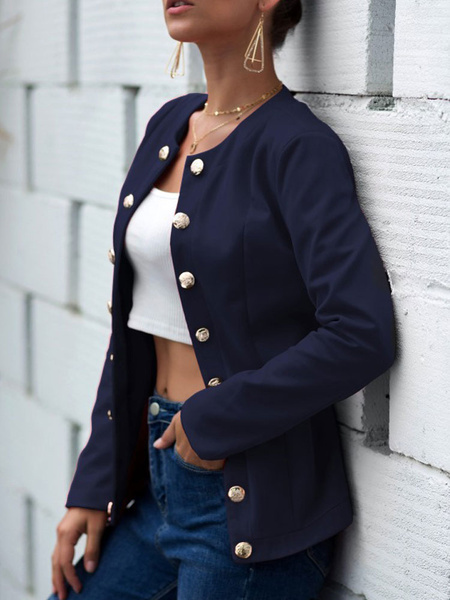 Jewel Neck Casual Buttons Street Wear Jacket – TD Mercado