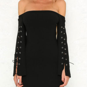 Long Sleeves Split Front Sexy Off The Shoulder Layered Bodycon Dresses ...