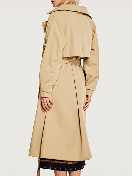 Trench Coat Turndown Collar Buttons Rain Coat - TD Mercado