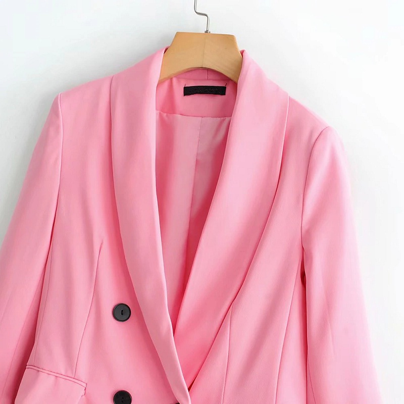 Double Breasted Long Sleeve Unique Design Office Lady Blazer - TD Mercado