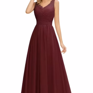Elegant Sleeveless Lace Up Chiffon Wedding Party Floor Length Bridesmaid Dress