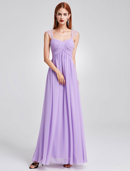 Long Chiffon Pleated Backless Straps Floor Length Prom Bridesmaid Dresses - Image 4