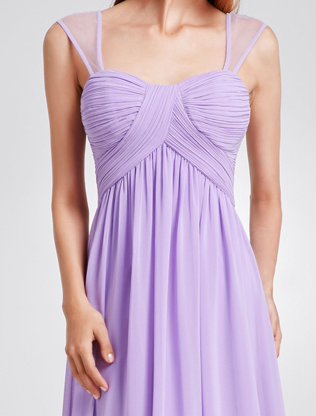 Long Chiffon Pleated Backless Straps Floor Length Prom Bridesmaid Dresses - Image 5