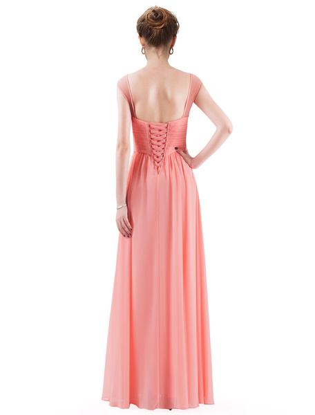 Long Chiffon Pleated Backless Straps Floor Length Prom Bridesmaid Dresses - Image 7