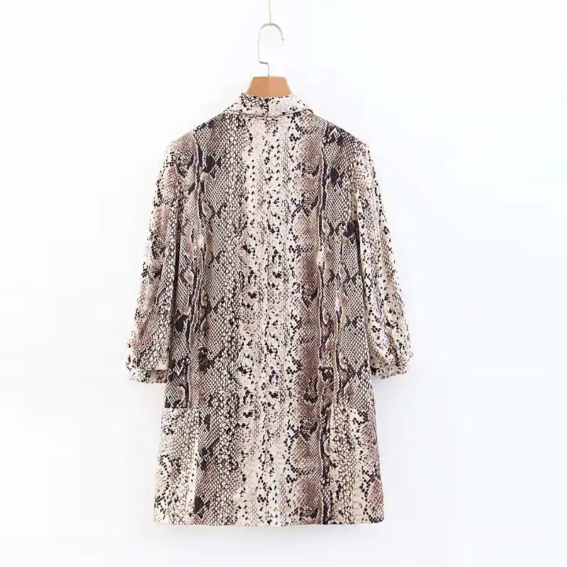 Shawl Collar Snake Skin Print Double Pocket Casual Blazer - Image 2
