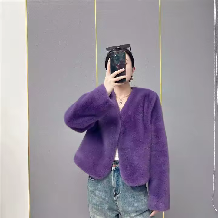 Trendy Open Front Faux Fur Solid Glamorous Warm Coat - Image 3